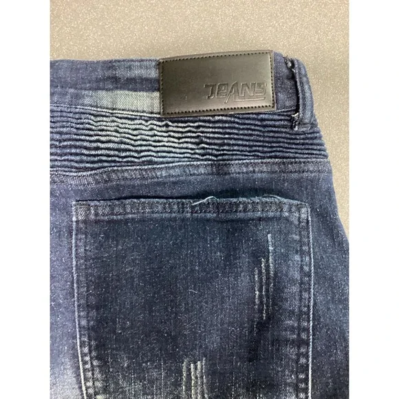 RXXKKK‎ Men's Zipper Biker Regular Fit Flex Jeans Size 42 Streetwear Moto Denim - Picture 3 of 5